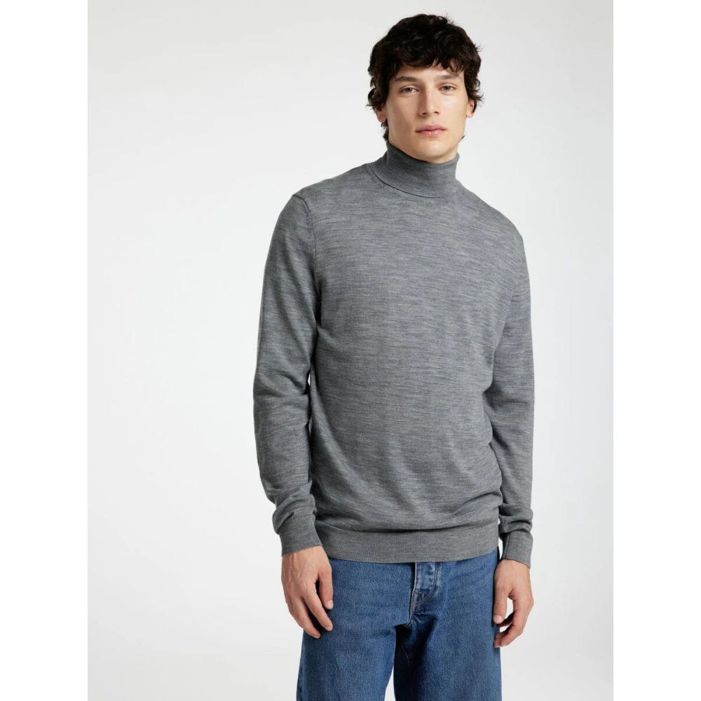 Selected Homme Heren Hoge Hals Lange Mouw Trui Gray Heren