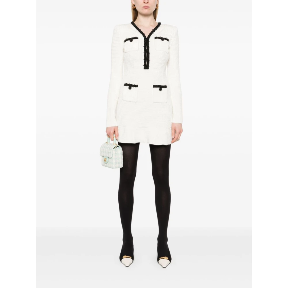 Self Portrait Honeycomb Knit Mini Jurk White Dames