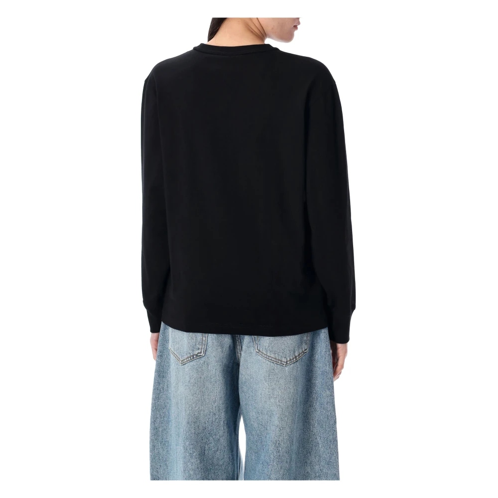 T by Alexander Wang Zwart Puff Logo T-shirt Dameskleding Black Dames