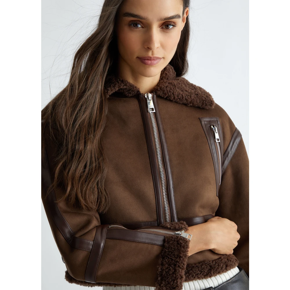 Liu Jo Geknipte jas van gecoat materiaal met overhemdkraag Brown Dames