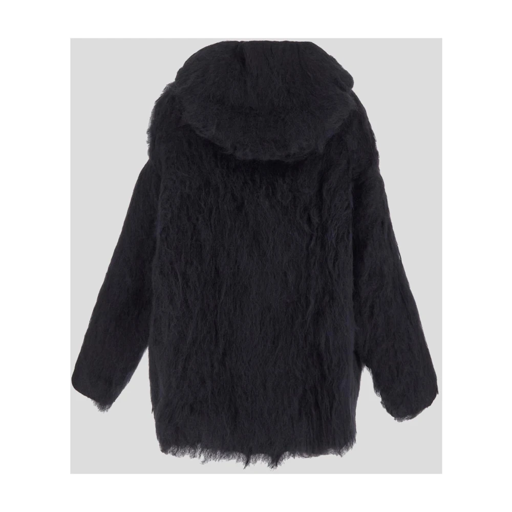 Rick Owens Wollen Jas met Capuchon Black Dames