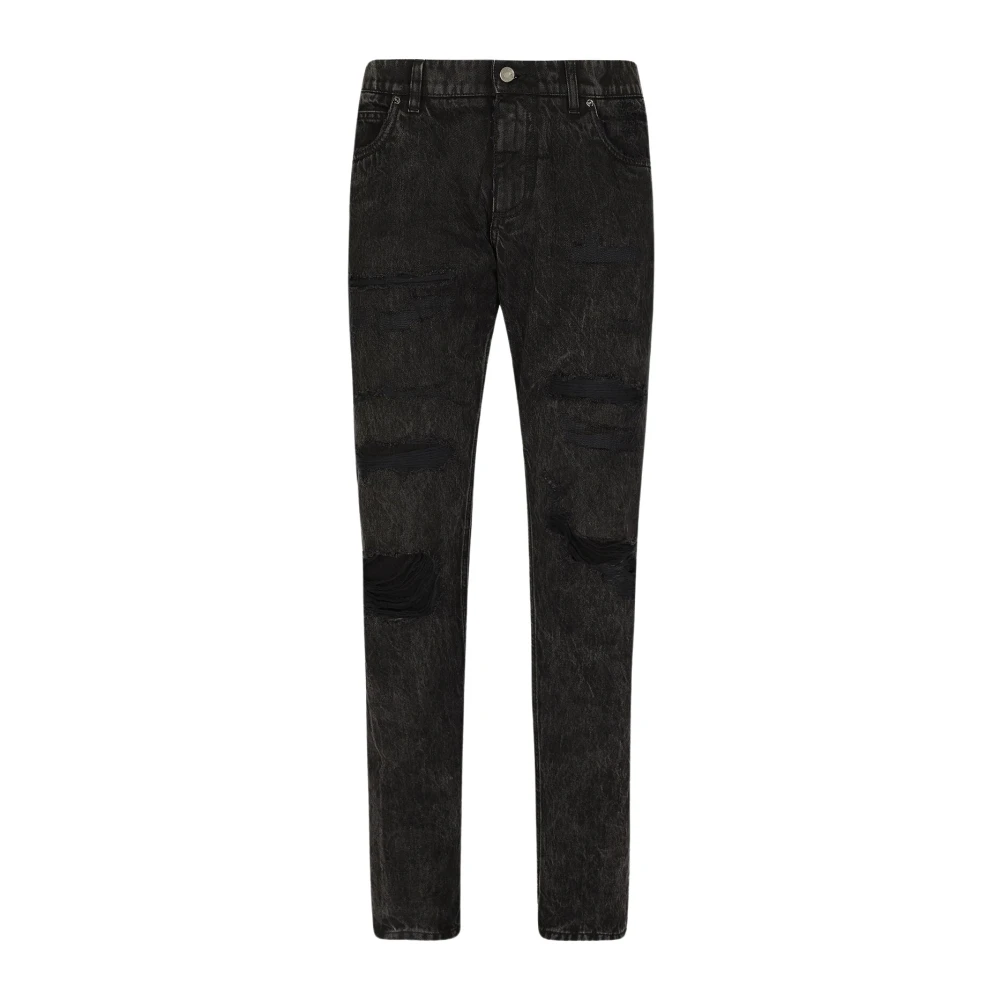 Dolce & Gabbana Skinny stretchjeans with marmereffect Gray Heren