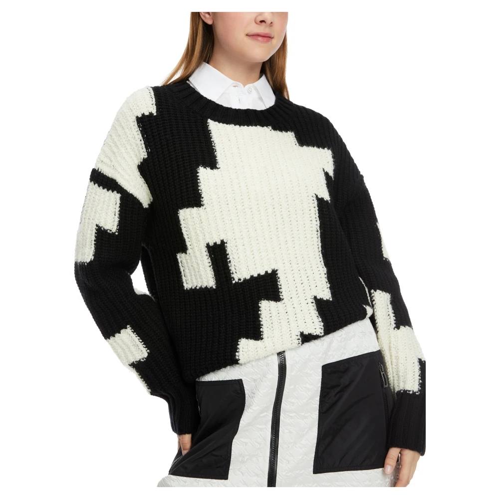 Marc Cain Geruite Wollen Trui Black Dames