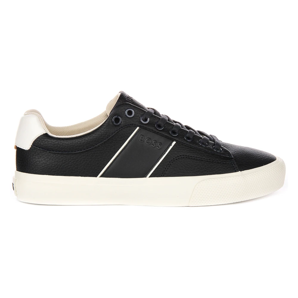Hugo Men's Blue Sophisticated Leather Trainers In Dark - Sneakers - 10 Uk - Shoes