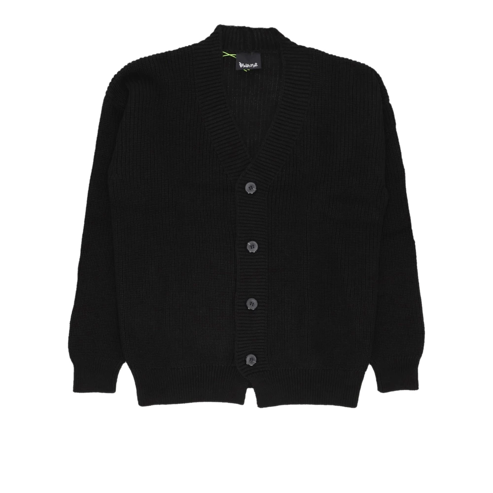Disclaimer Zwarte Logo V-hals Cardigan Sweater Black Heren