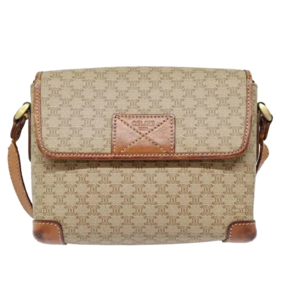 Celine Vintage Pre-owned Leather shoulder-bags Beige Dames