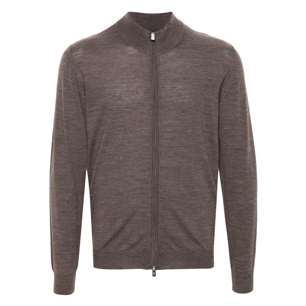 Fedeli Wol Zip Sweater Favonio Open Style Brown Heren