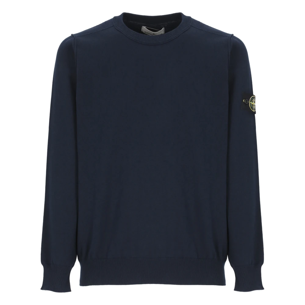 Stone Island Blauwe Katoenen Trui met Logopatch Blue Heren