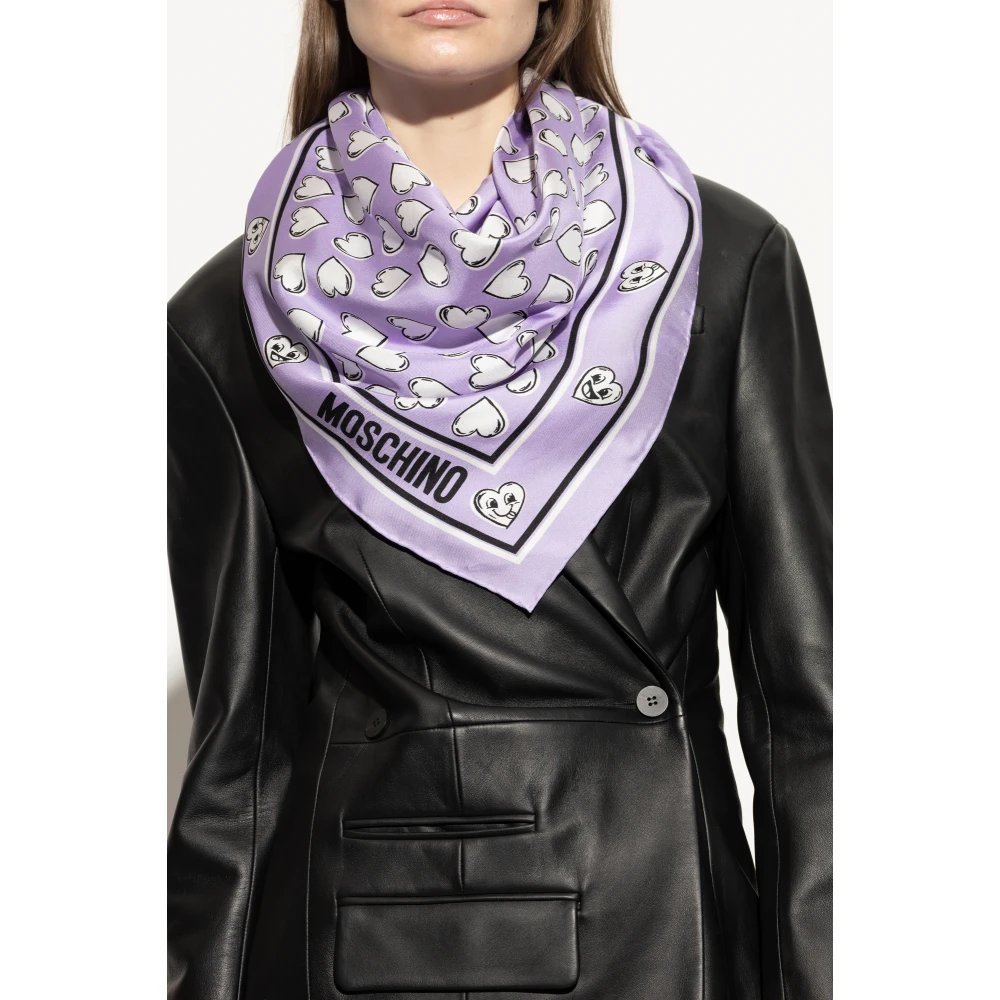 Moschino Zijden sjaal met print Purple Dames