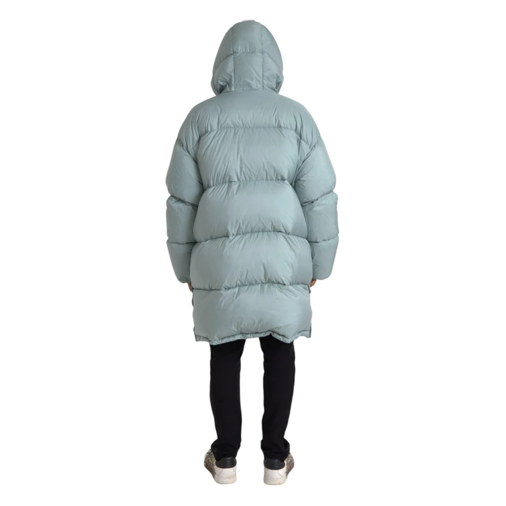Dolce & Gabbana Gewatteerde Hooded Pufferjas Blauw Blue Heren