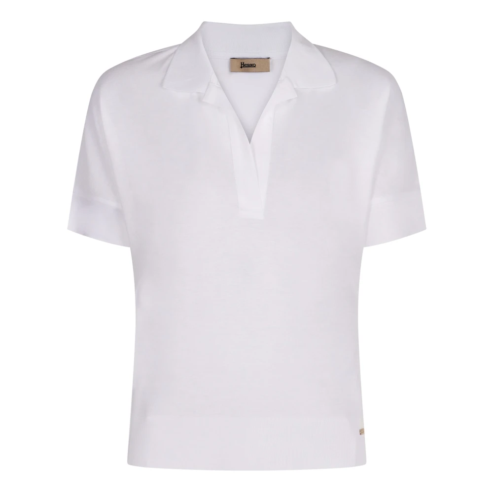 Herno Women's White Logo Detail Polo Shirt