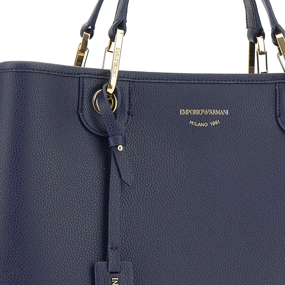 Emporio Armani Vegan Leren Handtas Blauw Hertenprint Blue Dames