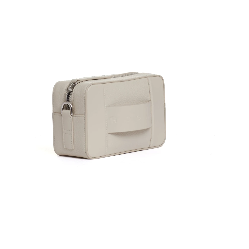 Hogan Elegante Leren Schoudertas Beige Dames