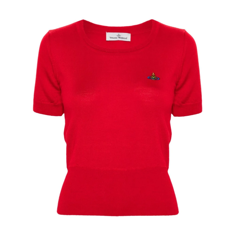 Vivienne Westwood Rode Gebreide Top met Orb Logo Red Dames