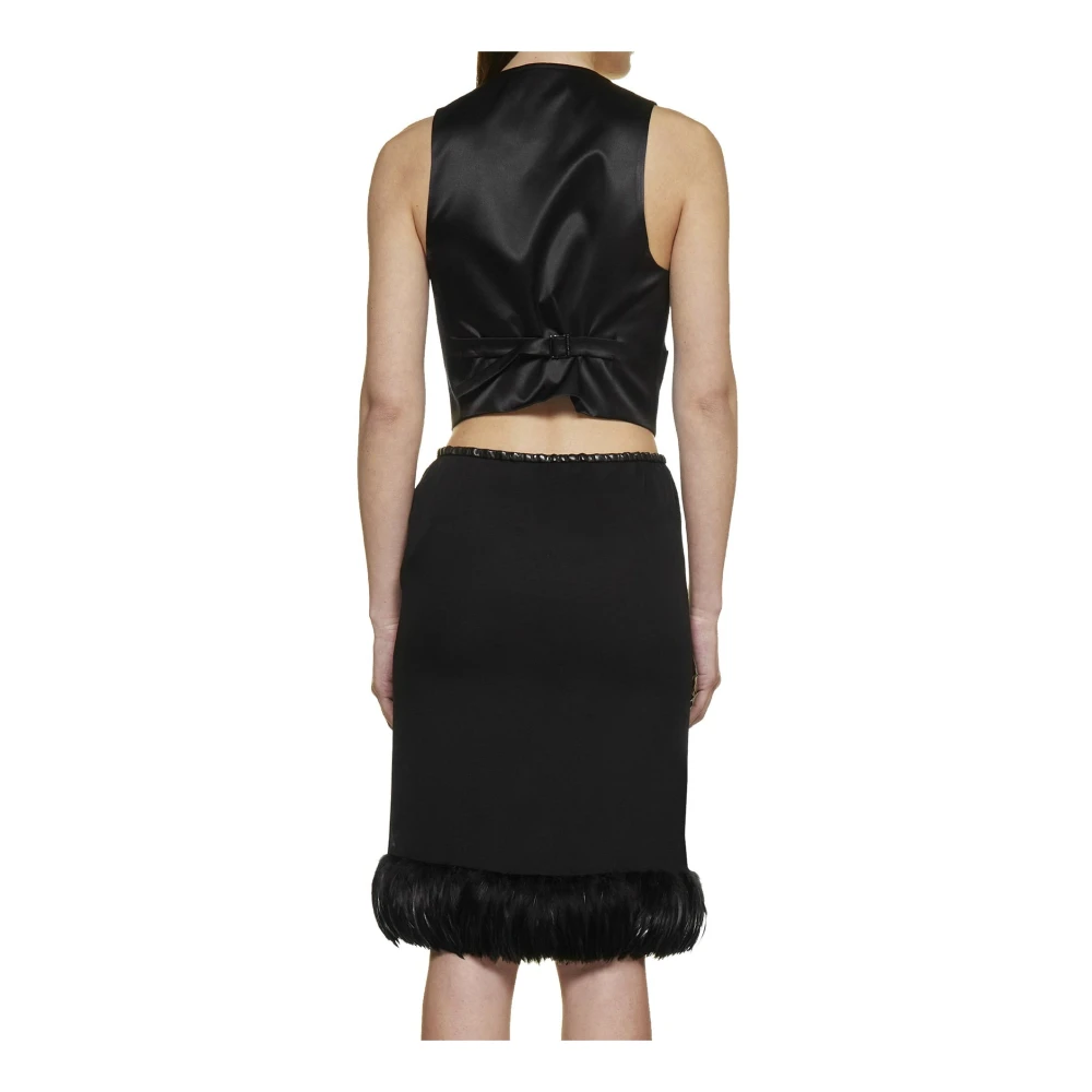 Saint Laurent Zijden rok met verenrand Black Dames