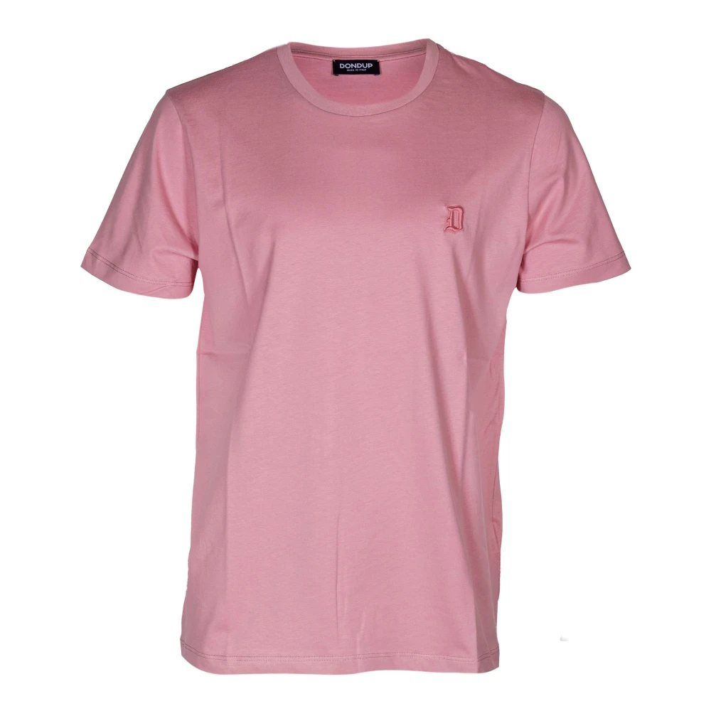 Dondup Men's Pink Crewneck Embroidered Logo T-Shirt