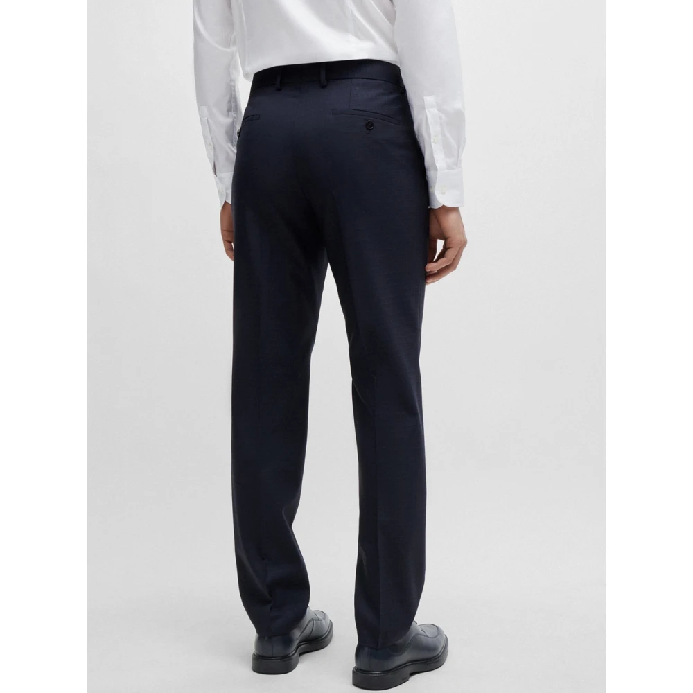 Hugo Boss Blauw Wol Slim Fit Pak Blue Heren