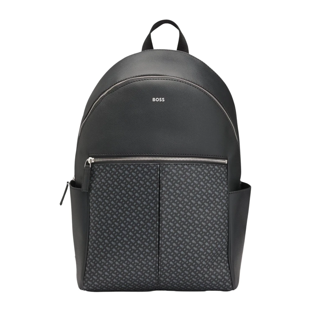 Hugo Boss Moderne rugzak van gecoat materiaal met voorvak Black Heren