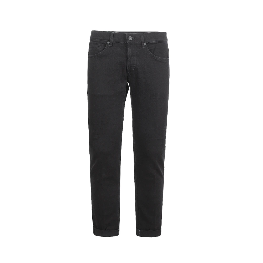 Dondup Zwarte Slim Fit Jeans met Metalen Logo Black Heren