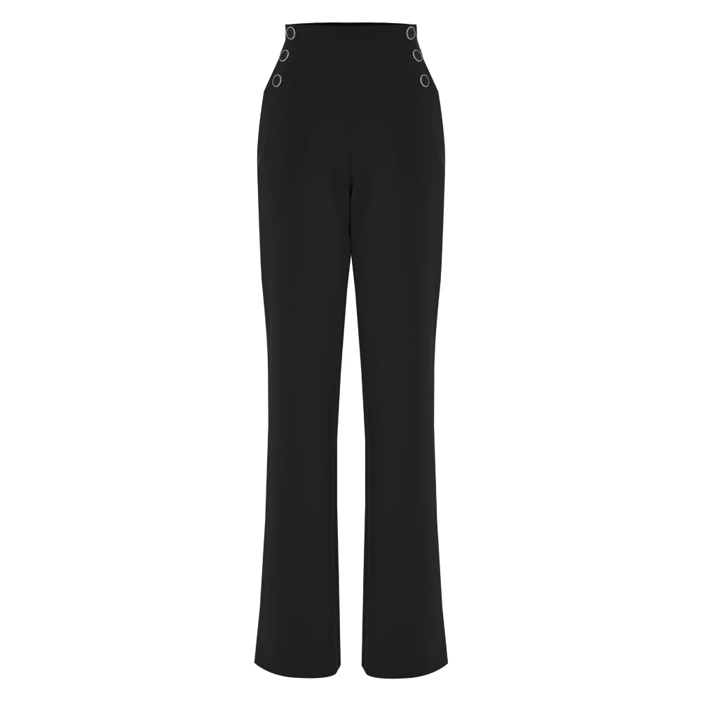 Kocca Elegante broek met hoge taille en knopen Black Dames