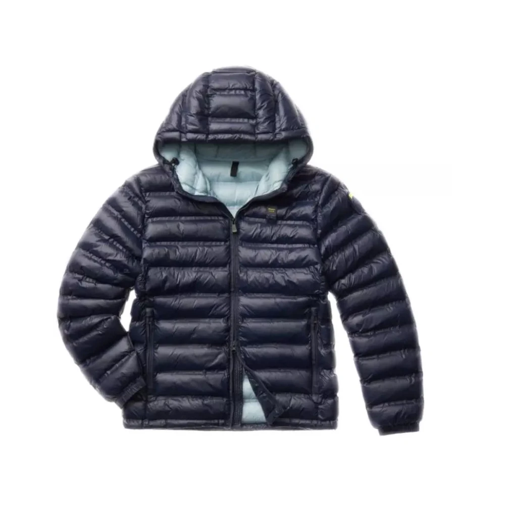 Blauer Blauwe Nylon Donsjas met Vulling Blue Heren
