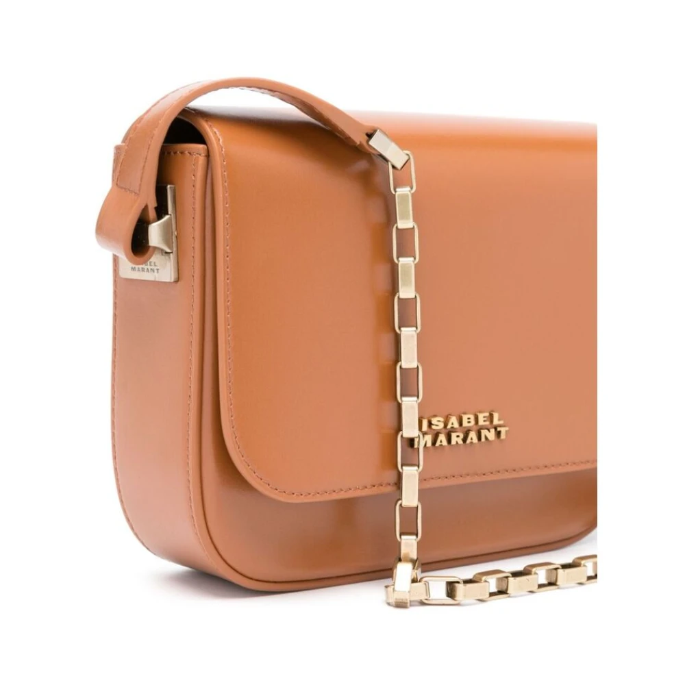 Isabel marant Cognac Bruin Leren Schoudertas met Ketting Brown Dames