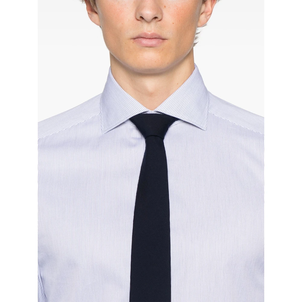 Ermenegildo Zegna Gestreept Katoenen Overhemd Blue Heren