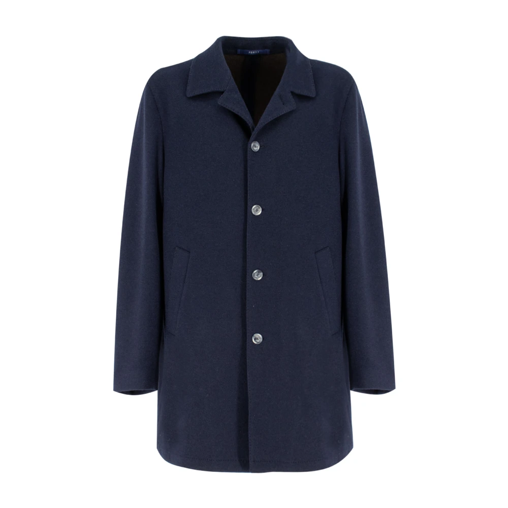 Fedeli Midi Dubbel Stof Jas Blue Heren