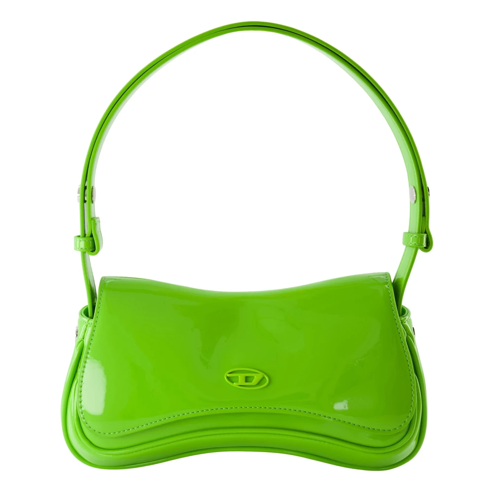 Diesel Groene Schoudertas met Glanzende Afwerking Green Dames