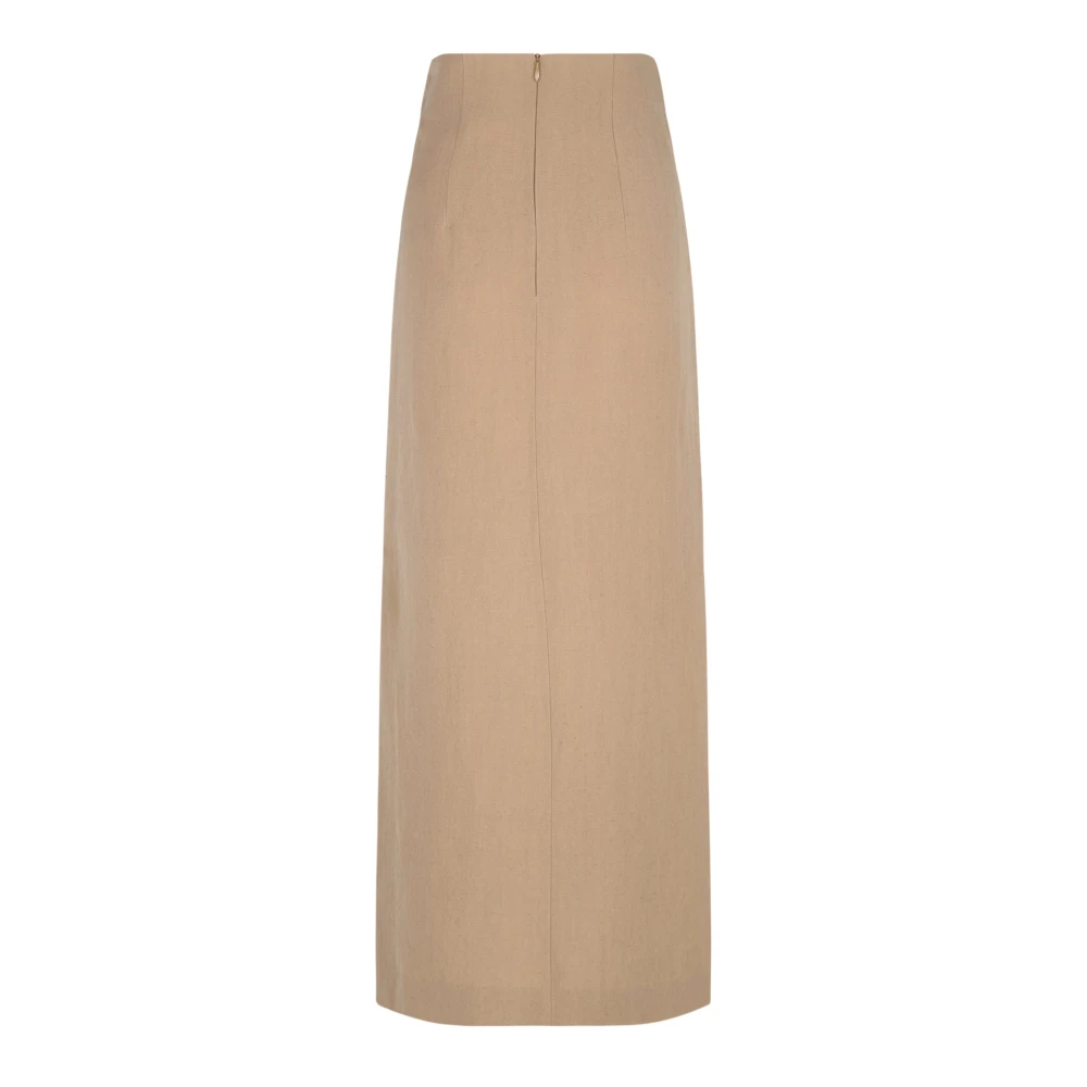 Cortana Hoge taille linnen en maagdelijke wol rok Beige Dames