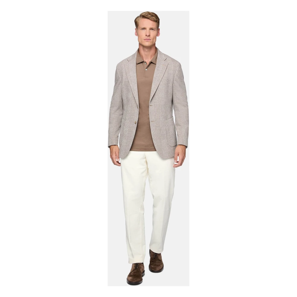 Boggi Milano Prince of Wales Check Jas Beige Heren