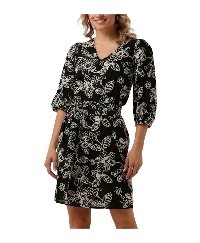 robe-brodee-col-en-v-noir-midi