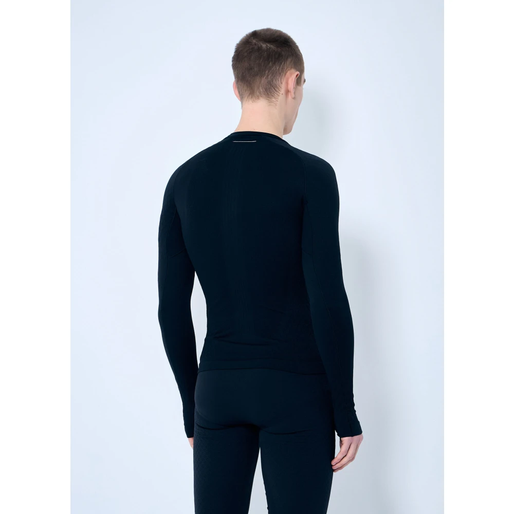 MM6 Maison Margiela Textured Crewneck Top Black Heren