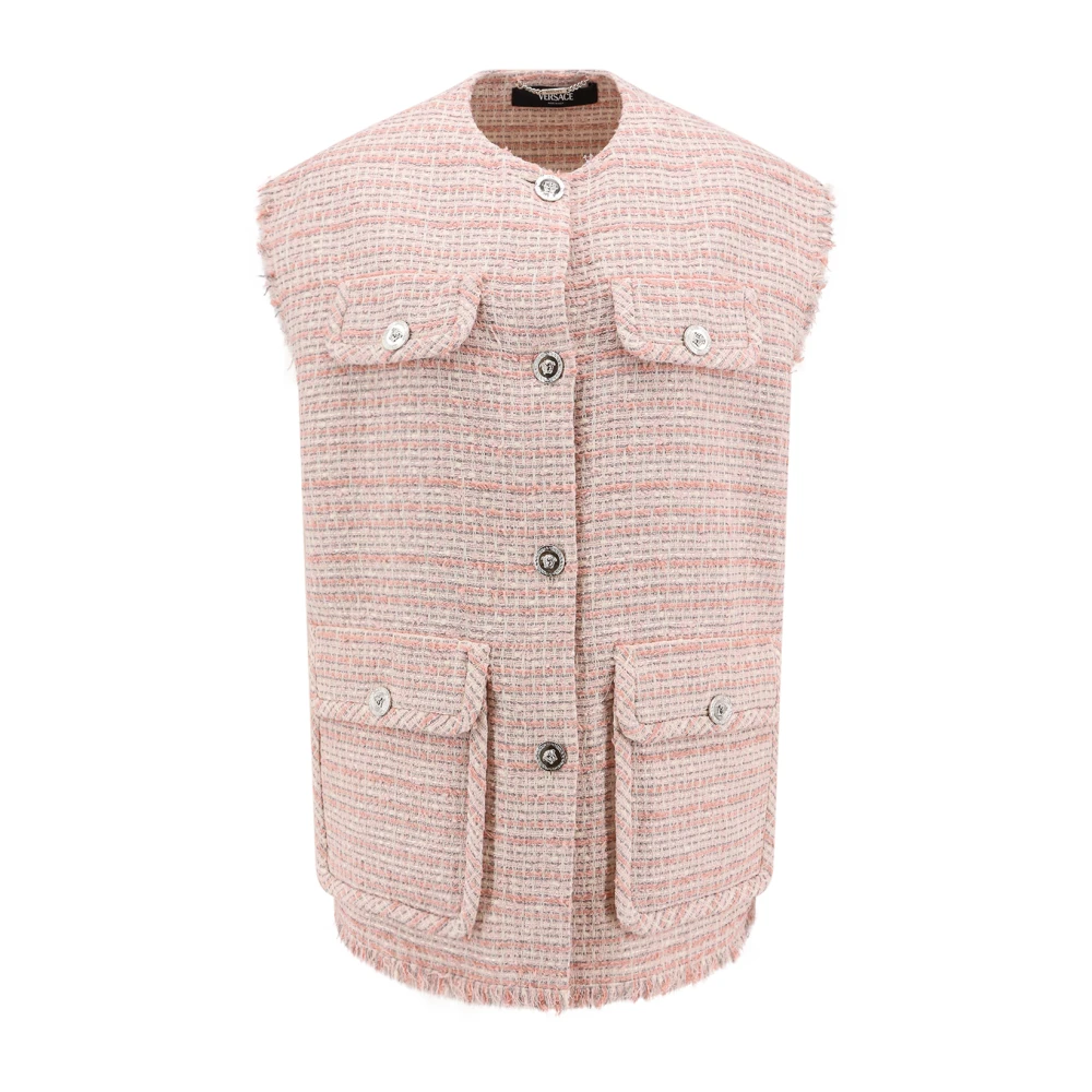 Versace Roze Blazer Crew-neck Vier Zakken Pink Dames