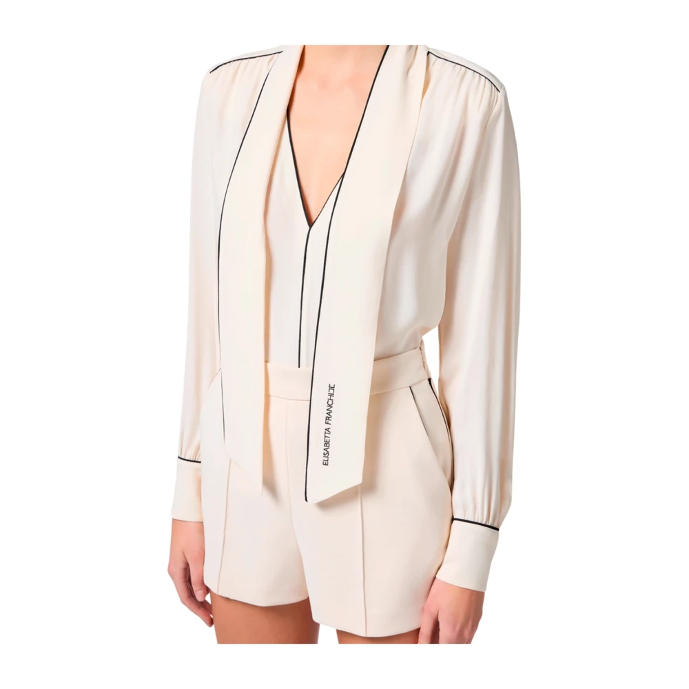 Elisabetta Franchi Elegante Georgette Casual Shirt Beige Dames