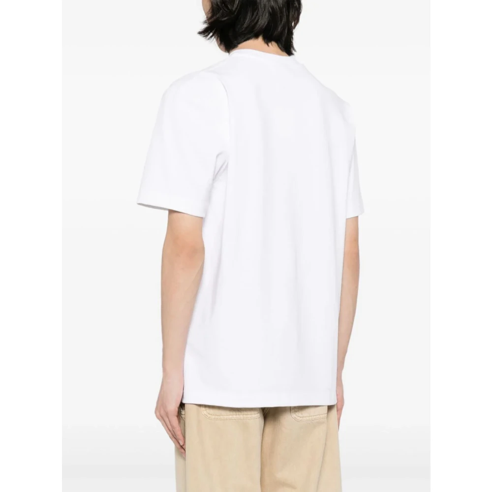 Jacquemus Witte T-shirt met Jersey Textuur en Logo Patch White Heren