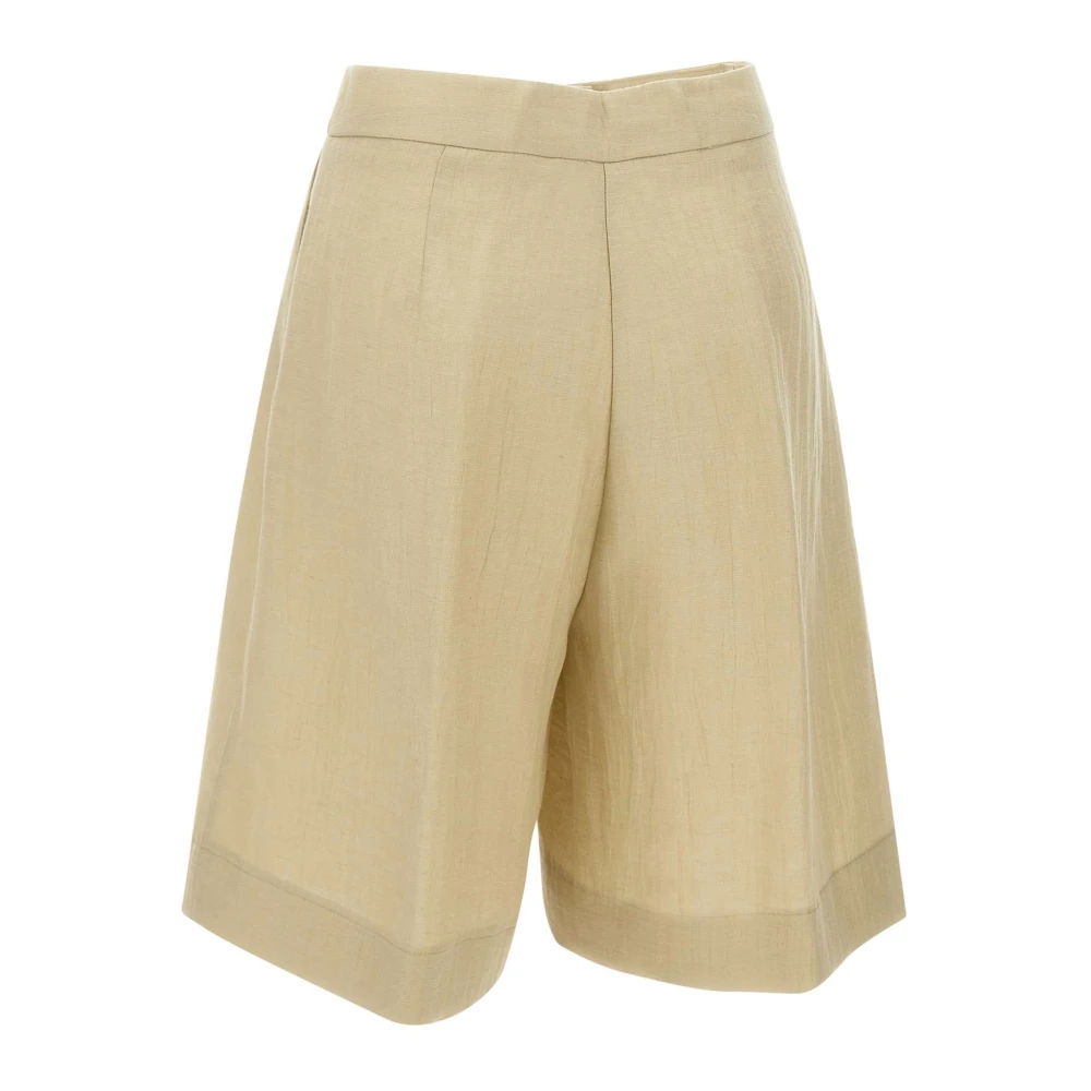Kaos Linnen Damesshorts Touwkleur Beige Dames