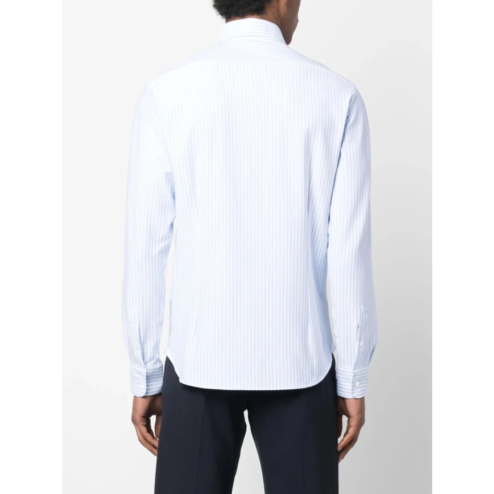 Fedeli Gestreept katoenen stretchshirt Blue Heren