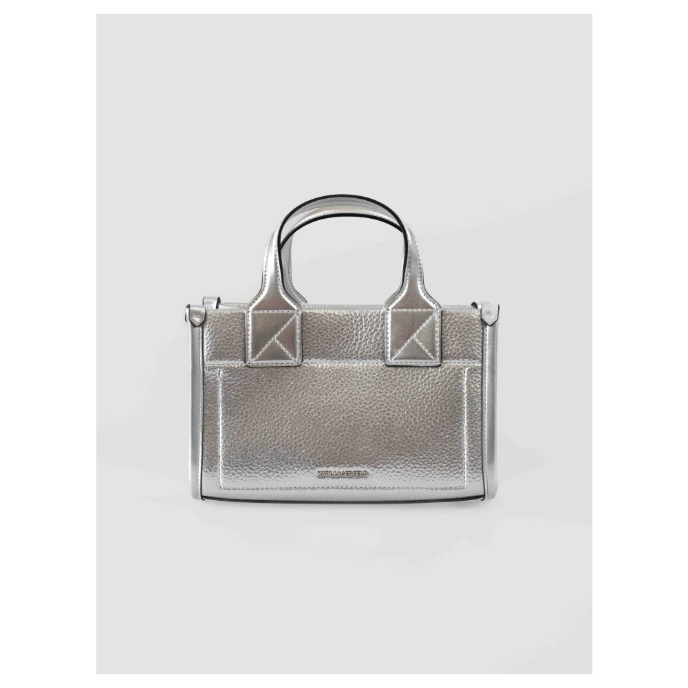Karl Lagerfeld Grainy Tote Bag met Logo In Reliëf Gray Dames