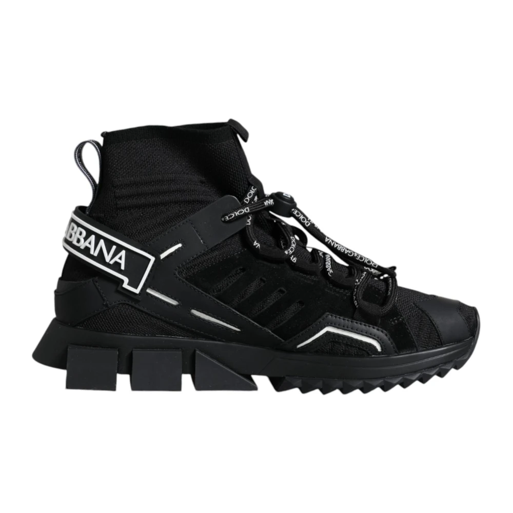 Dolce & Gabbana Women's Black Logo Sneakers With Rubber Sole
