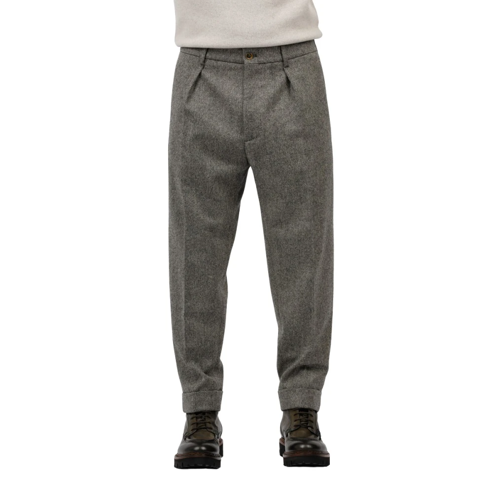 Berwich Merinoull crop byxor med overfit Gray, Herr