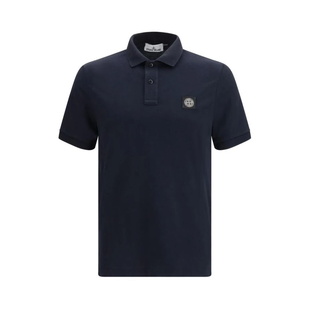 Stone Island Men's Blue Cotton Polo Shirt With Classic Design