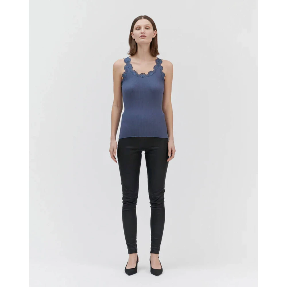 Rosemunde Zijden Kant Mouwloze Top Blue Dames