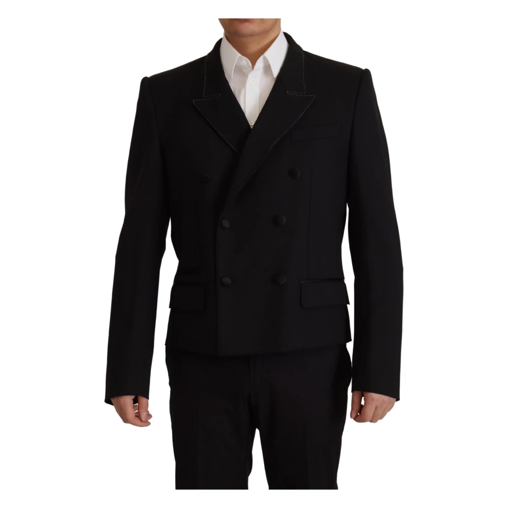 Dolce & Gabbana Men's Black Elegant Double-Breasted Wool Blazer