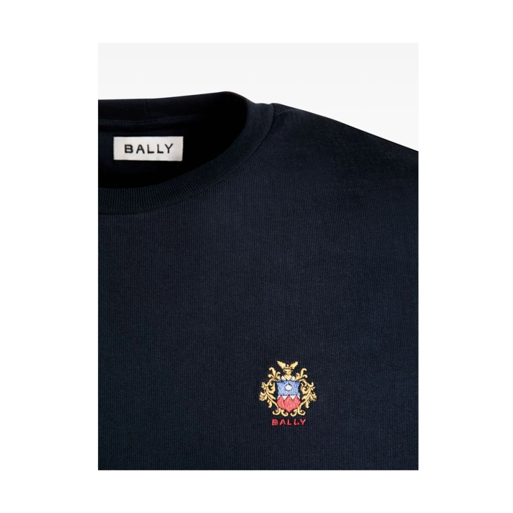 Bally Navy Blue Geborduurd Logo T-shirt Blue Heren