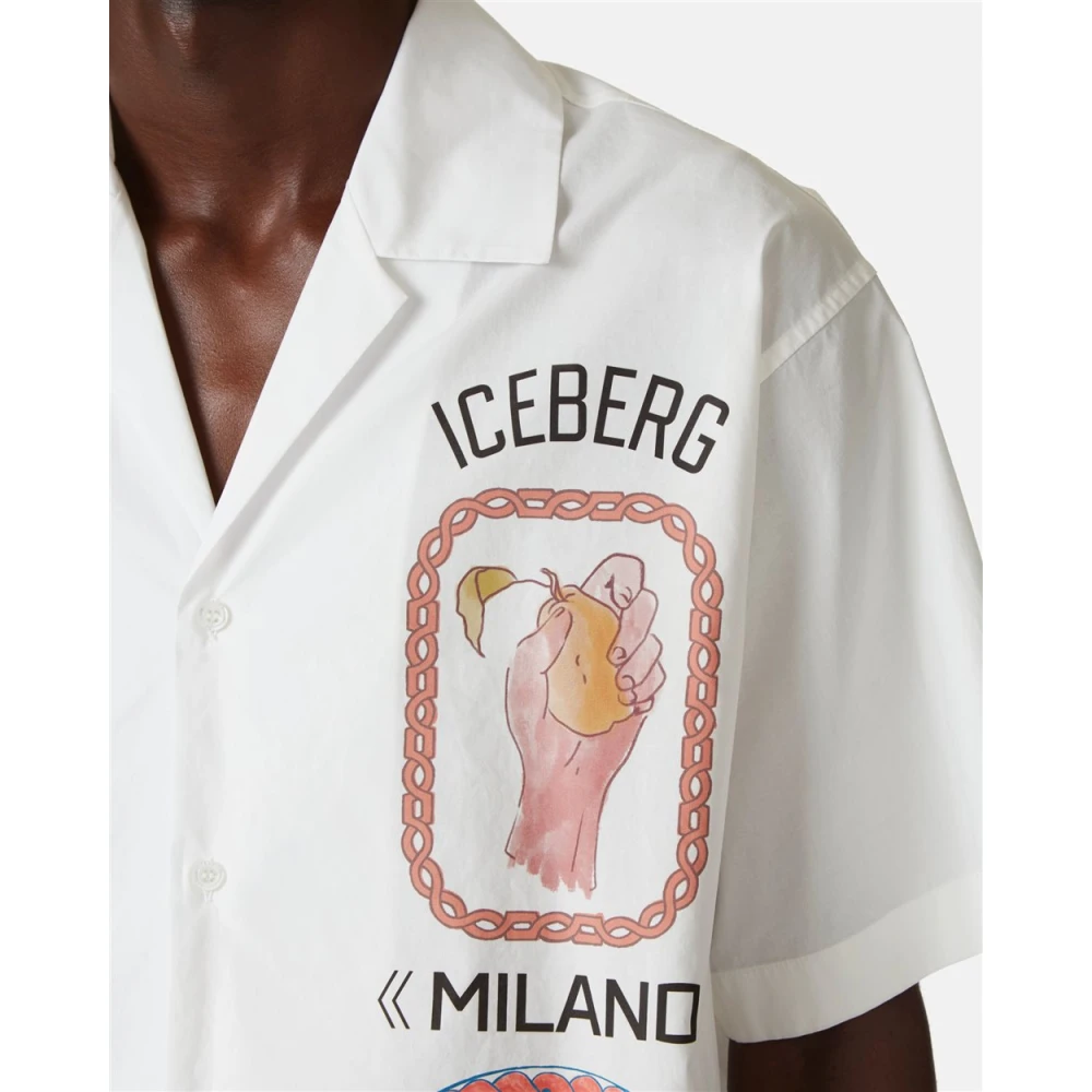 Iceberg Shirt met logo en Romeinse prints White Heren