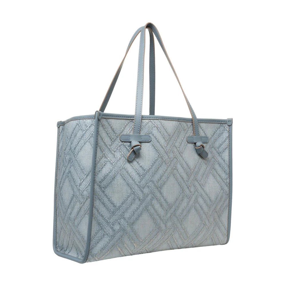 Gianni Chiarini Blauwe Jacquard Handtas 'Marcella' Shopper Blue Dames