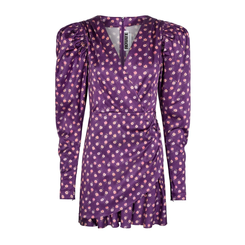 Rotate Birger Christensen Pansy Satin Cocktail Mini Dress Purple, Dam