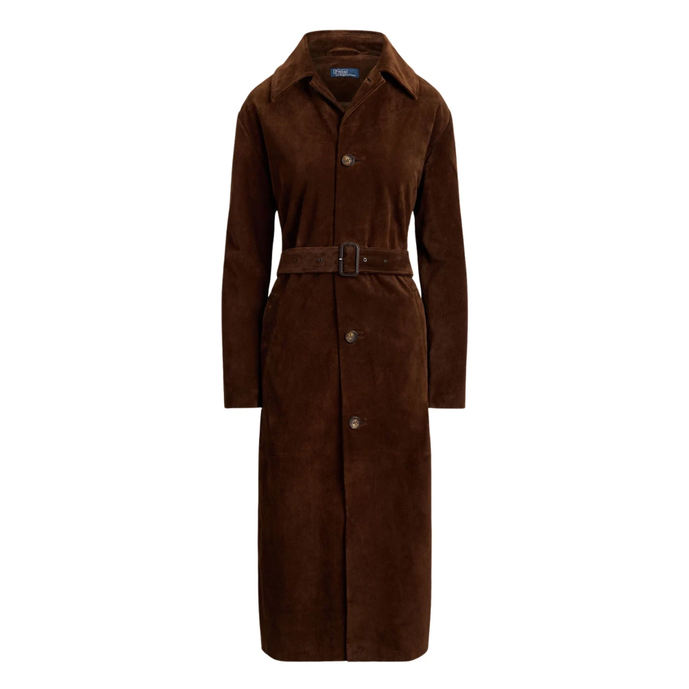 Ralph Lauren Women's Brown Belted Coats, M, Suede Long Car Coat