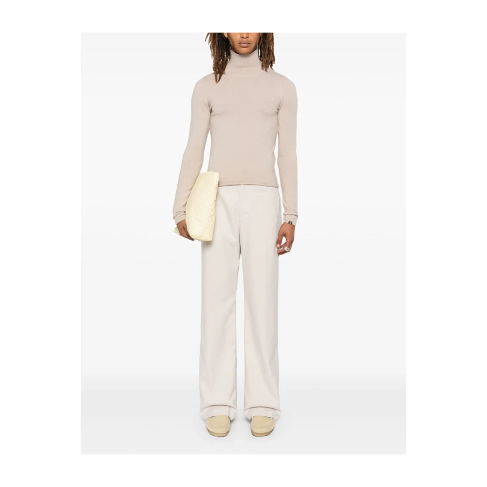 Extreme Cashmere Beige Geribbelde Trui met Hoge Hals Beige Dames